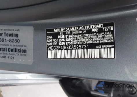 2019 Mercedes-Benz E 300 from USA, damaged, VIN WDDZF4JB8KA595731